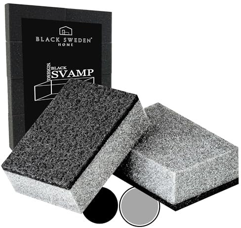 Black Sweden Home® SVAMP Esponja de Cocina Negra, 12 Piezas - Esponja para Lavar Negra, Duradera y de Uso Universal - Esponja Cocina, Esponja de Limpieza con Estropajo