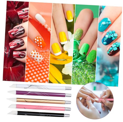 Ipetboom 5pièces Pinceaux Silicone Pour Nail Art Outils De Peinture Et Manucure Assortis