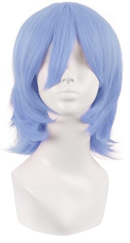 MapofBeauty 14 Pouces/35 cm Court Cosplay Costume Anime Perruques Wolf Tail Synthétique Cheveux Fête Perruques (Léger Bleu Violet)