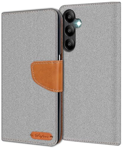 CoolGadget für Samsung Galaxy A25 5G Textil Wallet Case, Stoff-Design mit Magnetverschluss & Kartenfächern, kompatibel mit Samsung Galaxy A25 5G (6,5 Zoll), Grau