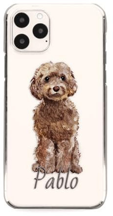 Personalised Initial Phone Case For Apple iPhones, 14, 13, 12, 11, Pro Max, Mini, XR, XS, Brown Cockapoo with Name/Initials on Clear Hard Phone Cover, Custom Dog Phone Case