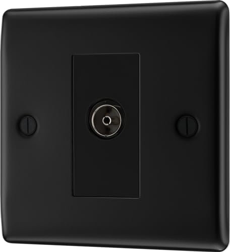 British General NFB62 Nexus Metal Matt Black Isolated TV Aerial Socket