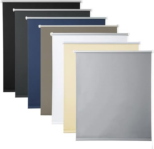 WOLTU Verdunkelungsrollo ohne Bohren, Thermo Verdunkelungsrollo mit Kette, Sichtschutz, für Türen und Fenster, 70 x 120 cm, Grau
