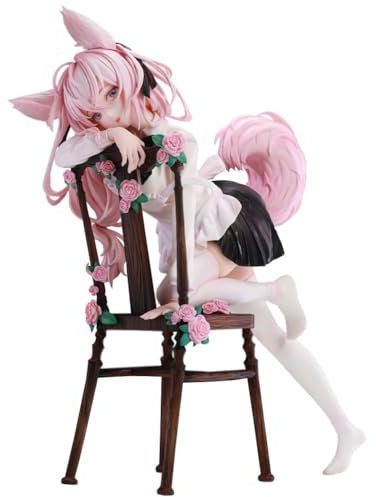 Zhongkaihua Niedliche Anime-Mädchen-Figur, rosa Hasenohren und flauschiger Kaninchenschwanz, PVC-Figur, statisches Bild, Statue, Schreibtisch-Ornamente