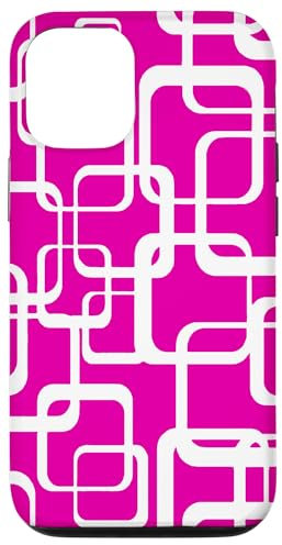 Hülle für iPhone 15 Retro MCM Quadratisches Motiv Vintage Muster 5 Magenta