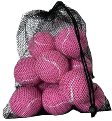 FLCPJGV 12 Stück Tennisbälle Trainingsbälle Übung Tragbare Übungsbälle Haustier Hund Spielbälle für Schlägersport Anfänger, ROSA