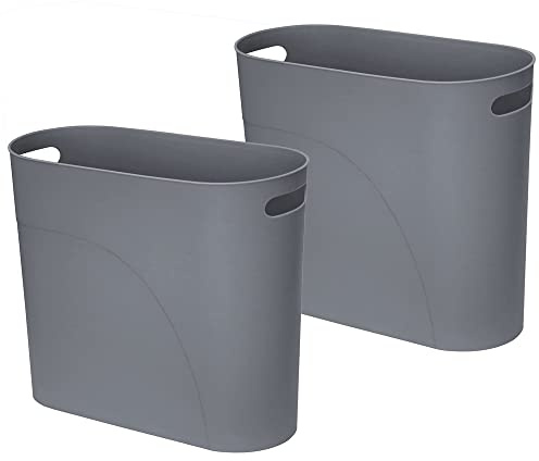 Caxmtu Mülleimer Papierkorb Abfalleimer Badezimmer Papiereimer Höhe 27 cm 10 L Schlanker Mülleimer mit Griff für Zuhause Küche Badezimmer Schlafzimmer Büro, aus Kunststoff, 2 Stück (Grau)