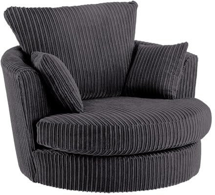CHICAGO JUMBO CORD SOFA RANGE (Black, Swivel Chair)