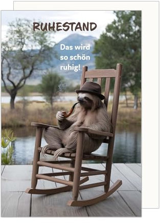 Edition Seidel Premium Glückwunschkarte zum Ruhestand mit Umschlag. Grußkarte Karte mit Spruch für Frau Mann Kollegin Kollege Pension Abschied Rente Ruhe Faultier (R145 SW025)