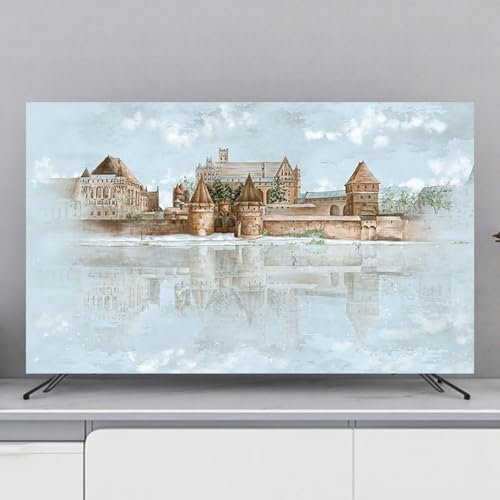 Hixingo Cubierta Antipolvo para TV Universal Funda para Televisor Elástico Protector para Smart TV Cubierta de Televisión Pantalla de Funda para 32 a 80 Pulgadas (58-60,Paisaje 4)