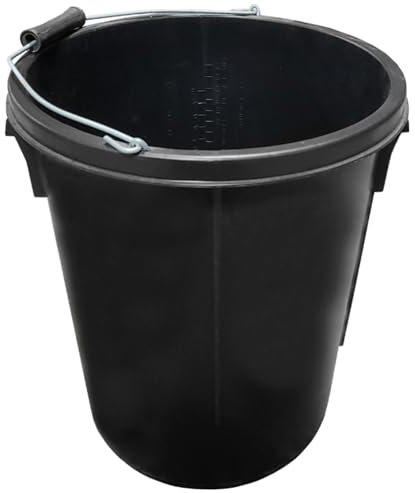 Black Plasterer Bucket Heavy Duty Plasterers Bucket for Mixing Building Plaster and Holding Water - 25 Litre