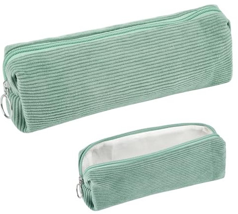 Hopton Federmäppchen Cord-Stoff, Mäppchen Aesthetic, Praktisches Federmappe Stiftemappe, Modische Federtasche für Jungen und Mädchen,Portable Schulmäppchen Pencil Case für Teenager Schule,Büro (Grün)