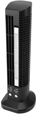 Damn, Low -brus Bladleless Tower Portable Mini Desktop Fan for Supervisor (Black)