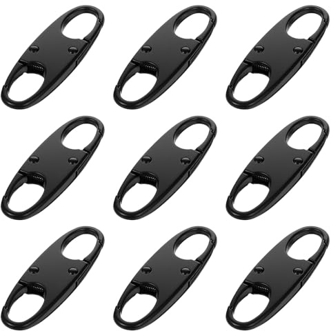9Pcs Anti Theft Zipper Lock Clips Mini S Carabiner Clip Detachable Small Zip Puller Locks for Backpacks Camping Fishing Traveling Outdoor Sports(Black)