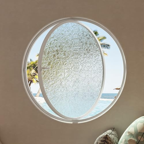 ZMJGLL 360° Rotatable Round Tempered Glass Shed Window Round Opening Portlight Porthole Window Aluminum Alloy Round Porthole Window Flush Mount (White a)