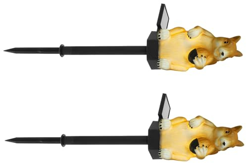Eichhörnchenlampe 2 Stück Acryl Herbst Geschenkideen Garten | Dekorative Außenleuchte mit Knopfzelle, für Rasen und Garten, Orange, Einfach zu Verwenden