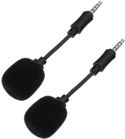2 Stück Mikrofon mit Geräuschunterdrückung für Computer | Omnidirektionales Design, 3,5-MM Anschluss, Plug And Play Aufnahme, 8,5x2x2 CM, Schwarz