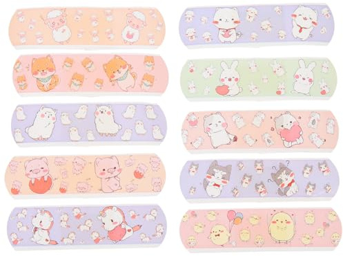 Healeved 120Pcs Cute Kids Plasters, Waterproof Cartoon Adhesive Bandages for Children, Breathable Kawaii Finger Patches Strips for Sensitive Skin Wound Protection, First Aid Kit Supplies