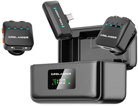 3 in 1 Professionelles Mini-Drahtloses Mikrofon für iPhone/Android/Kamera, Bluetooth Lavalier-Mikrofon mit Kristallklarer Klangqualität für Aufnahmen, Live-Streaming, Mikrofon-Clips (USB Typ-C)
