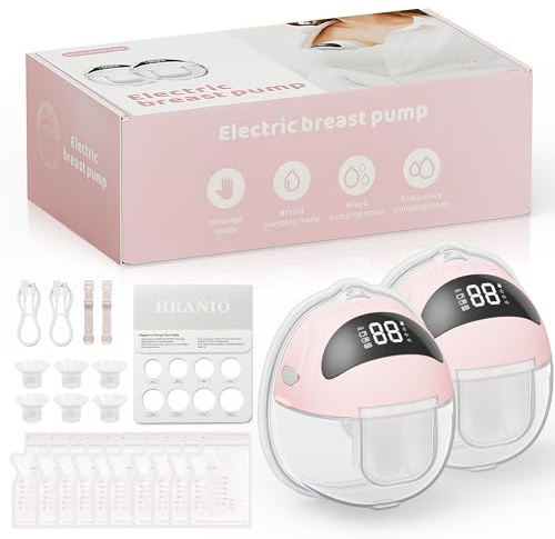 Wearable Breast Pump Electrical, Electric Breast Pump Hands Free Breast Pump with 4 Modes & 9 Levels, Low Noise Portable & Discreet Design for On-the-Go Pumping, Replaced Accessories Included (2 Pack)