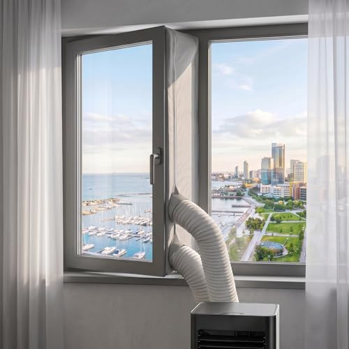 Fensterabdichtung Klimaanlage 400cm (2 Schläuche, 4 Zips) AC-Lock 400 2H, Klimaanlage Fensterabdichtung Kippfenster, Dachfenster Klimaanlage Abdichtung, Hot Air Stop Mini Klimaanlage