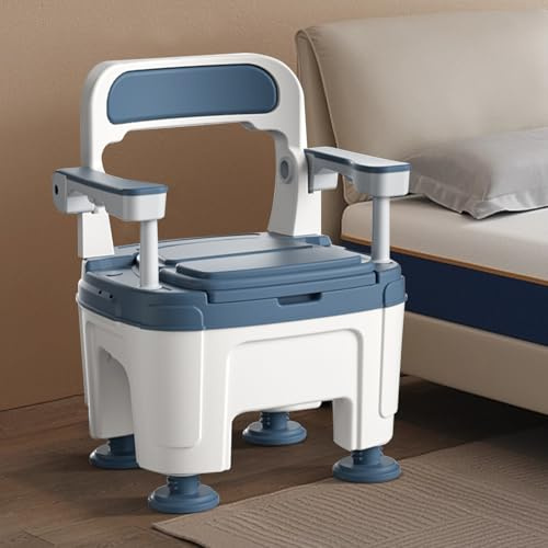 Commode Toilet Chair, Bariatric Commode Chair 880 lbs Heavy Duty, Extra Wide Drop Arm Bedside Toilet Chair for Elderly & Disabled, 3-in-1 Shower Commode with Padded Seat for Seniors (Blue Upgrade)