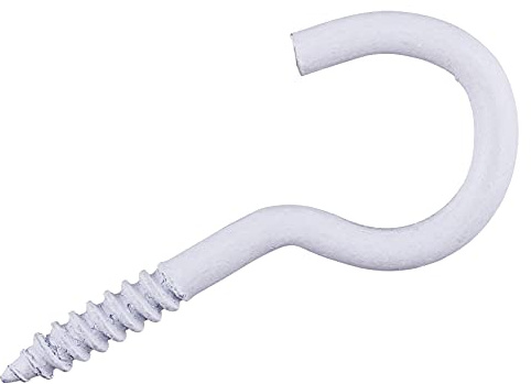 Amtech Z0565 40mm Screw Hook, White, 10pc