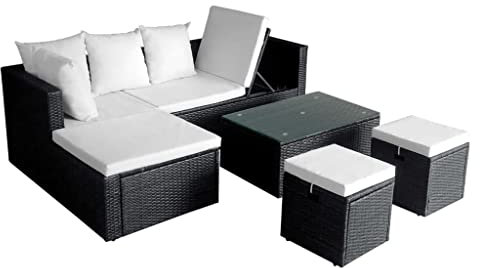 vidaXL Garten Sofagarnitur 4-TLG. Poly Rattan Lounge Gartenmöbel Sofa Ecksofa