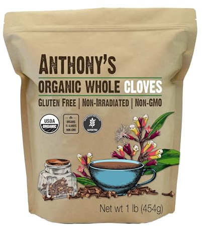 Anthony's Organic Whole Cloves, 1 lb, Gluten Free, Non GMO, Non Irradiated, Keto Friendly