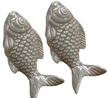 FBSHOP(TM) 2PCS 55mm Grau Cute Fisch Form Keramik Türknauf Griff Knöpfe für Schrank/Schublade/Bad/Kinderzimmer, Great & Fun Decor,7 Farben erhältlich