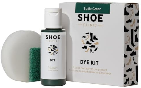 Shoe Clinic Shoe Dye Kit (Bottle Green) - Restores The Colour of Leather, Suede, Nubuck, Fabric, Satin, and Canvas Footwear | Complete Shoe Dye Kit