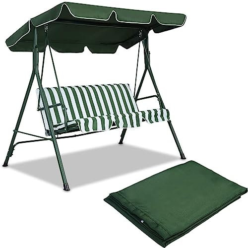 COSTWAY Techo de Repuesto para un Columpio, Toldos para Balancin de Exterior Impermeable y UV Protección, Toldo de Reemplazo de Poliéster Universal para Balcón, Jardín y Patio (196 X 110 cm, Verde)