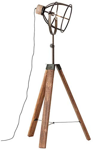 BRILLIANT Lampe Matrix Wood Standleuchte dreibeinig schwarz stahl | 1x G95, E27, geeignet für Normallampen (nicht enthalten) | In der Höhe einstellbar