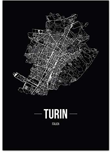 JUNIWORDS Stadtposter, Turin, Wähle eine Größe, 30 x 40 cm, Poster, Schrift B, Schwarz