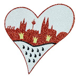 Makotex Bügelbild Köln Herz Glitter Ca. 14,0x13,5cm cm Kölner Dom Skyline Applikation Karneval