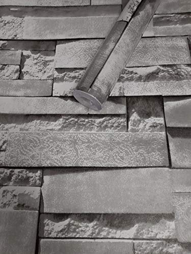 Visario Tapeten Folie 3000-S selbstklebend Steine grau Dekor 10 m x 45 cm Dekorfolie Möbelfolie Tapete 3059