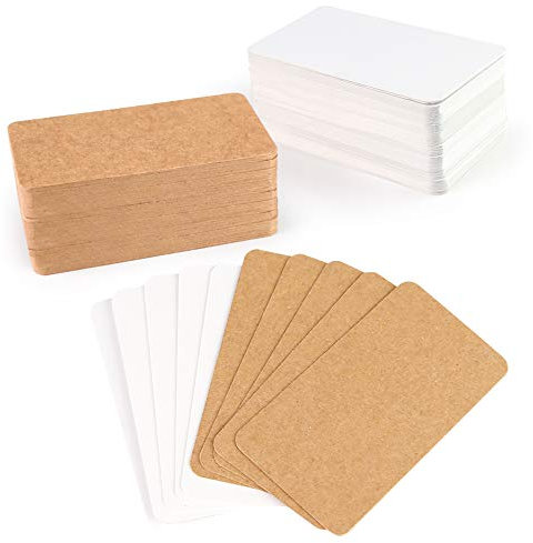 HAKACC Blanko Papier Karten – 200 Stück Leere Visitenkarten, 5x9 cm, 300g/m², ideal für Postkarten,Dankeskarten,Bastelprojekte & Geschenkanhänger(100 weiß + 100 braun)