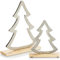 COM-FOUR® 2X Weihnachtsdekoration aus Metall - Weihnachtsfigur Tannenbaum auf Holz-Standfuß - Fensterbrettdeko - Aufsteller Weihnachten - Höhe: 18,5cm, 27cm (2 Stück - Tanne - groß/klein)
