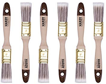 Hardy Select 6 STK. Flachpinsel-Set 25 mm Serie 45, Synthetik Lasurpinsel, Flachpinsel mit Naturholz, Lackierpinsel mit Stahlzwinge
