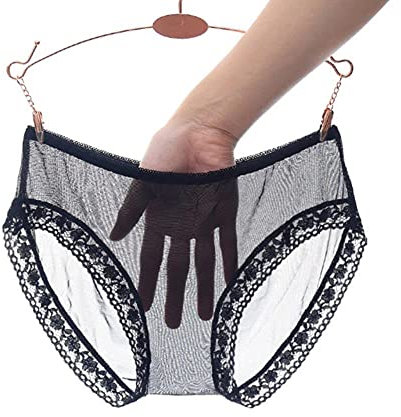 UKKD Sexy Damenhöschen, 2 Stück, transparent, transparent, von Dace Mesh Pants für Damen, sexy, Seconnes, Dienstleistungen, solide, solide Unterwege, Schwarz, XL, Schwarz, XL