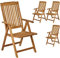 Garland 4er Set Gartenstuhl Bari 5-Fach Verstellbar Teak Holz SVLK Zertifiziert Klappbar Armlehnen Hochlehner Gartensessel