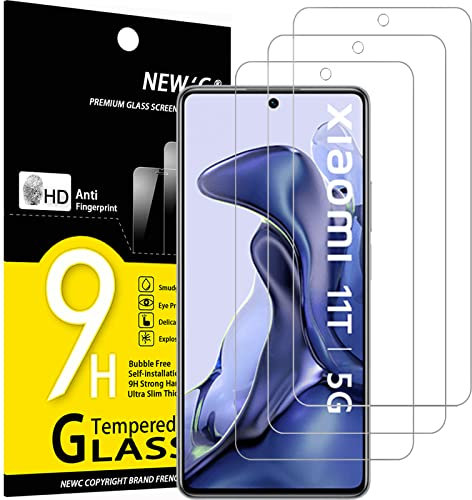 NEW'C 3 Piezas, Protector Pantalla paraa Xiaomi 11T 5G / Xiaomi 11T Pro 5G, Cristal templado Antiarañazos, Antihuellas, Sin Burbujas, Dureza 9H, 0.33 mm Ultra Transparente, Ultra Resistente