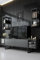 Dmora - Meuble TV Ananke, Buffet de Salon, Armoire Basse pour TV, Base Murale de Rangement, 180x30h48 cm, Anthracite et Noir