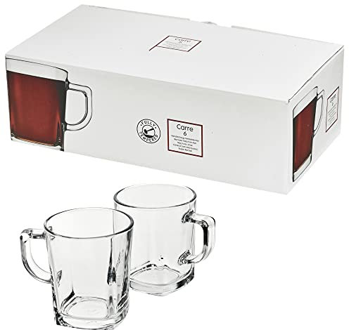 Queensway Home & Dining 6pcs 270ml Clear Glass Coffee Mug Hot Drink Insulated Latte Tea Cup with Handle