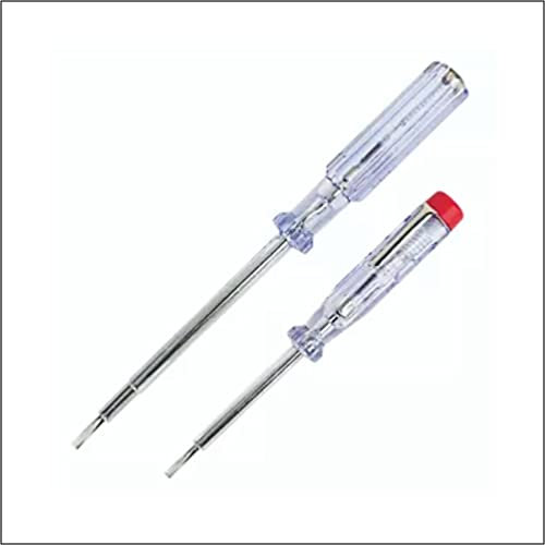 Voltage Tester Screwdriver Pen Flat Head - Mains Tester Test Range 100V-250V - Insulated Leg Ergonomic Safe Plastic Handle With Sharp Light - Electrical Screwdrivers Set 2Pack -