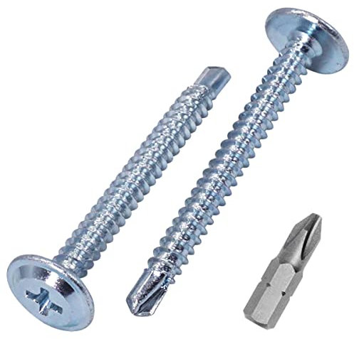 SKIR'CO Lot de 40 vis autoforeuses plaquées zinc 4,2 x 45 mm, vis à tôle en métal, tête bombée modifiée au pH