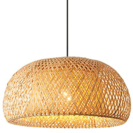 WUSFAR Suspension en Bambou Tissé À La Main Suspension Pastorale Américaine Lustres Intérieurs Ou Extérieurs Lustre De Plafond Rond Abat-Jour Chapeau De Paille Vintage en Osier pour Salon