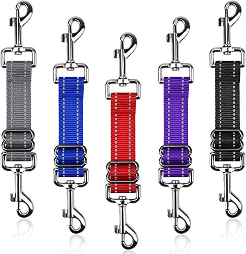 HYLYUN 5 Stück Hundehalsband Clips, Reflektierende Nylon Hundehalsband Leine, Einstellbar Prong Halsband Clips Double Ended Backup Clasp Leine Verbinder für Hundegeschirr zu Halsband Sicherheits Clip