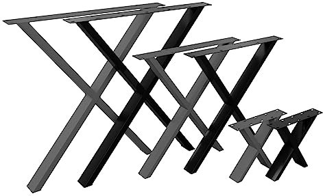 NOGGI: 2 Tischkufen metall (66x70cm - anthrazit - Esstisch) I Tischbeine X-Form I Möbelfüße für Dein DIY Schreib-, Couch-, Wohnzimmer- oder Bartisch Projekt I moderne Hairpin Legs aus Vierkantprofilen