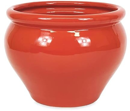 Verano Spanish Ceramics Outdoor Living Terracotta Dipped Red Bola Pot - Decorative New Home Garden Yard Patio Outside Décor Gift Gardening Herb Flower Plant Pot - 25cm x 21cm